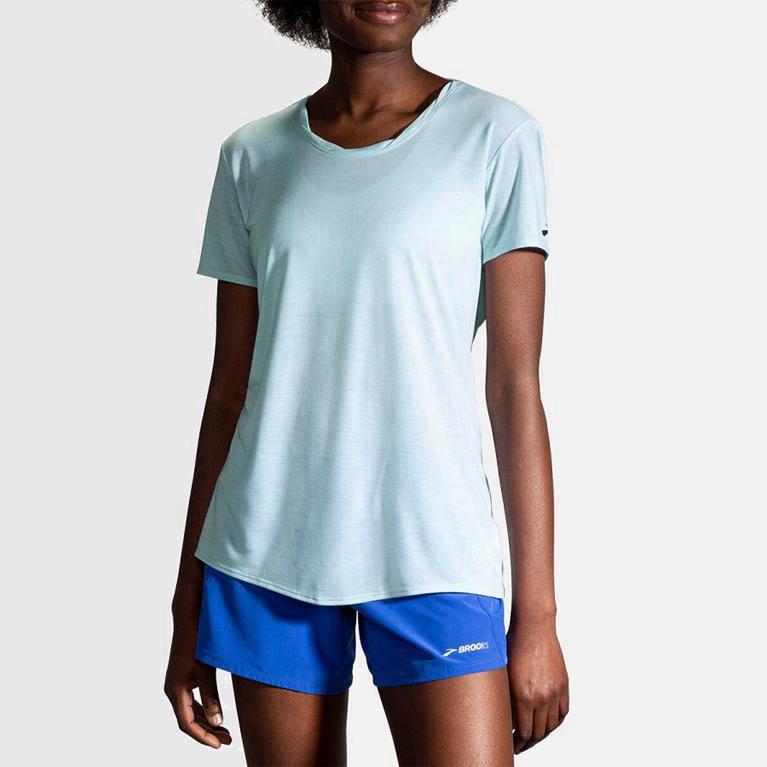 Brooks Distance - Camisetas Manga Corta Mujer - Azules (HQ8361794)